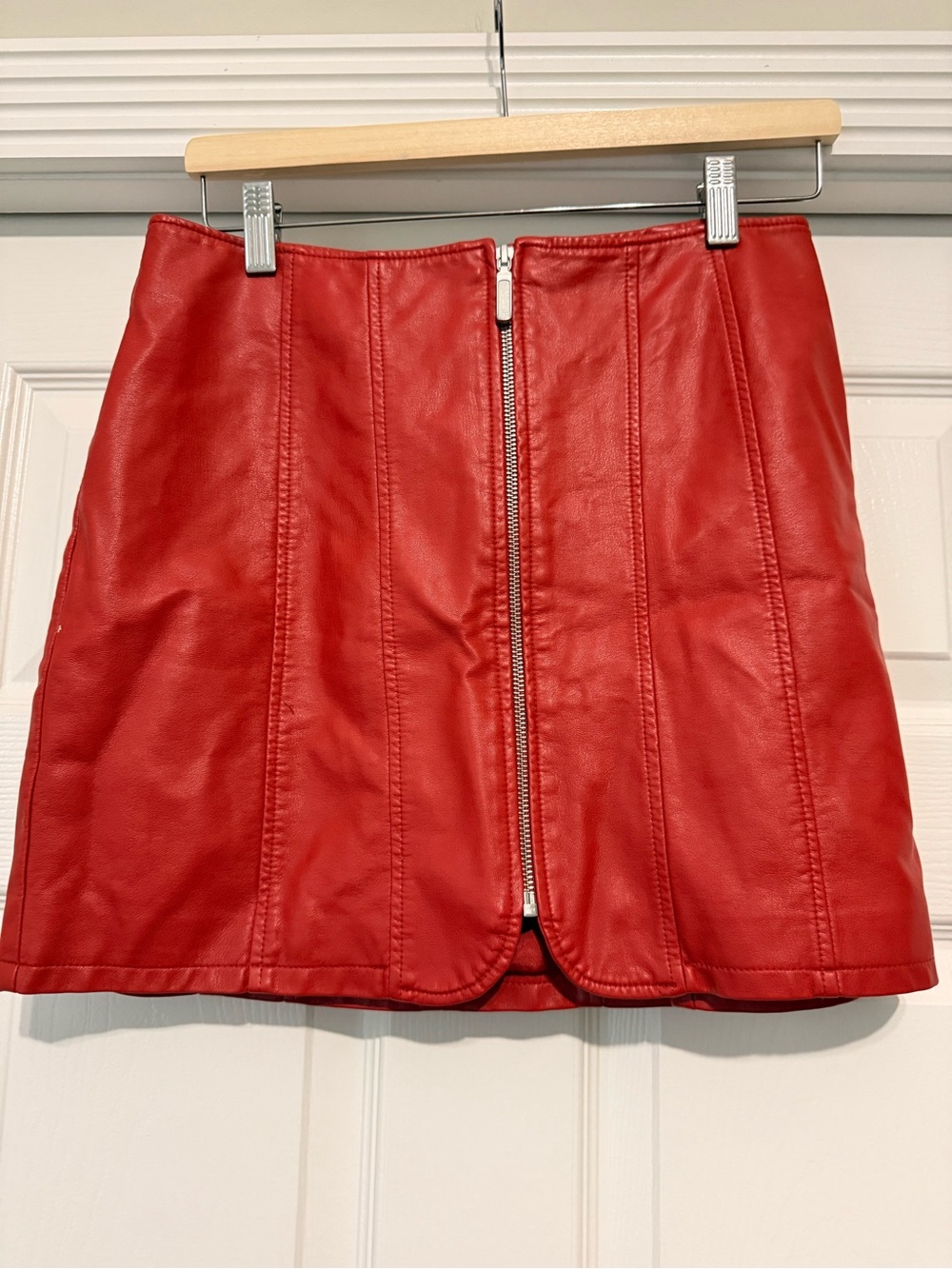 Free People Red Faux Leather Zip Mini Skirt - Picture 3 of 9
